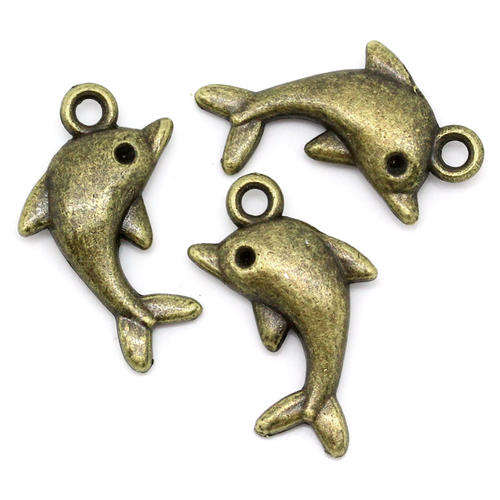 CHARMS - ANTIQUE BRONZE - DOLPHINS - 23x14mm