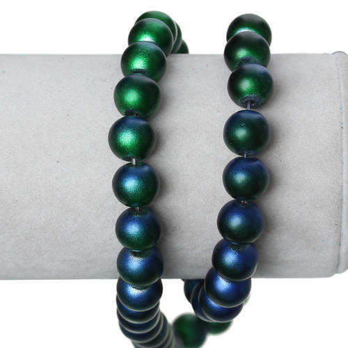 GLASS BEADS/COLOR PLATED GLASS BEADS/BLUE GREEN GLASS BEADS/MATTE GLASS BEADS/10MM GLASS BEADS