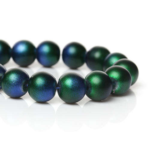 GLASS BEADS/COLOR PLATED GLASS BEADS/BLUE GREEN GLASS BEADS/MATTE GLASS BEADS/10MM GLASS BEADS