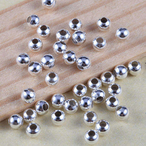SPACER BEADS - SILVER TONE - SMOOTH BALL - 5mm - 20 PCS