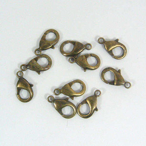 FINDINGS/CLASPS/LOBSTER CLASPS/BRONZE TONE LOBSTER CLASPS/BEADING LOBSTER CLASPS/15MM LOBSTER CLASPS