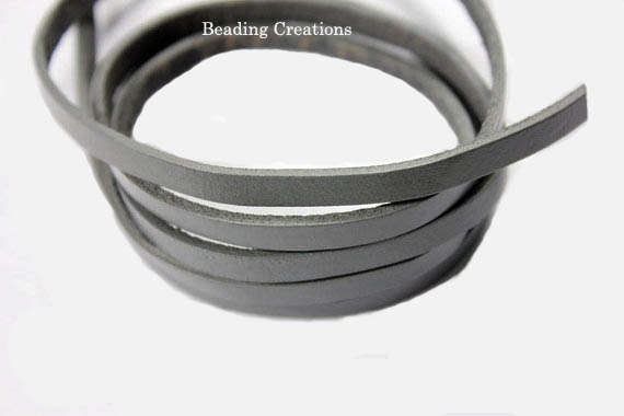 GENUINE LEATHER - HIGH QUALITY - 4mm - SOFT - ASH GREY - FLAT - STRIPS - SOLD PER METER