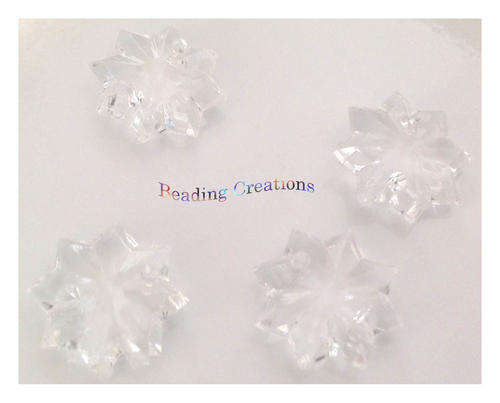 ACRYLIC - LUCITE - TRANSPARENT - FACETED - SEW ON TWO HOLE - STAR - BEADS 14mm