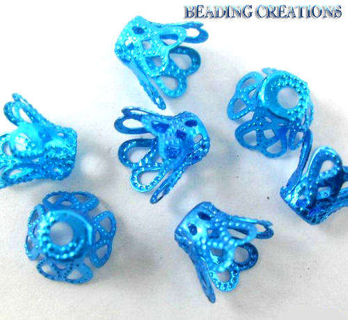 Findings/Bead Caps Aluminium Blue 8mm