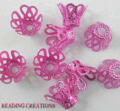 Findings/Bead Caps Aluminium Pink 8mm