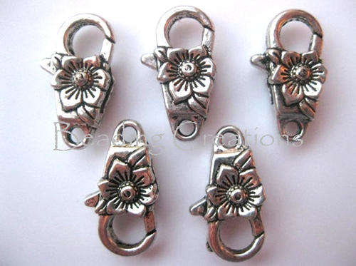 Antique Silver Fancy Sunflower Lobster Clasps