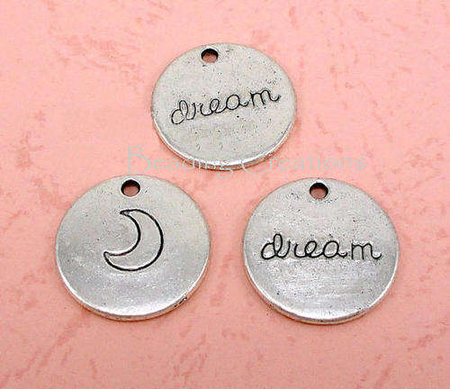 CHARMS - ANTIQUE SILVER - DOUBLE SIDED - DREAM - DISC - 22mm