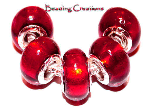 EUROPEAN STYLE - 925 SILVER CORE - MURANO GLASS BEADS - RED
