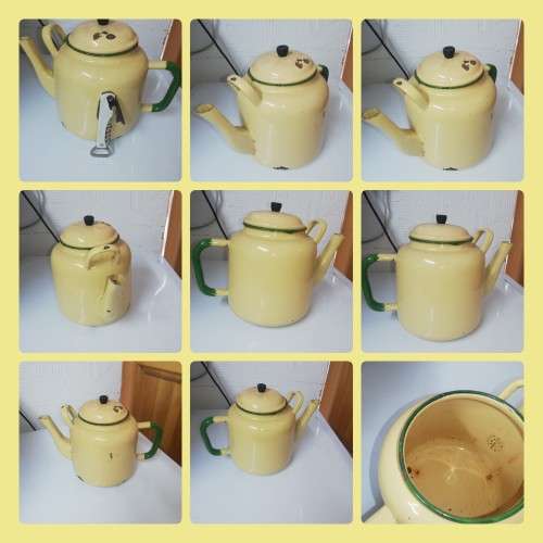 Large enamel coffee pot with lid