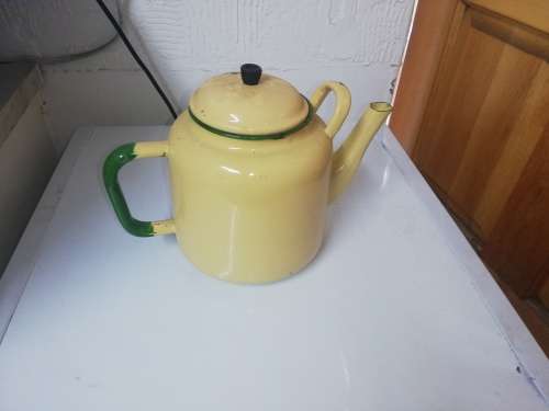Large enamel coffee pot with lid