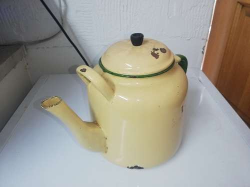 Large enamel coffee pot with lid