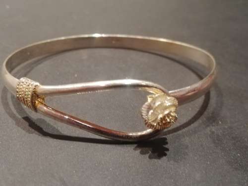Rose clasp bangle, marked