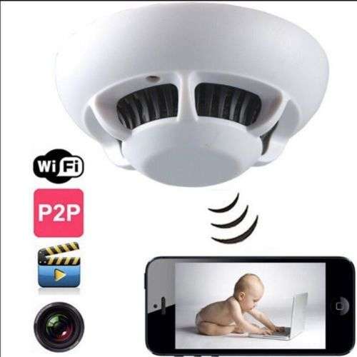 HD 1080P WiFi Spy Camera Hidden in Smoke Detector Motion Detection Camera