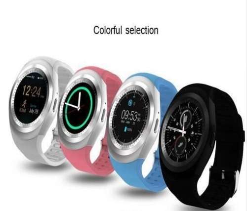 Y1 Latest Round Face Smartwatch Phone with SIM Card Slot smart watch - BLACK, BLUE and PINK