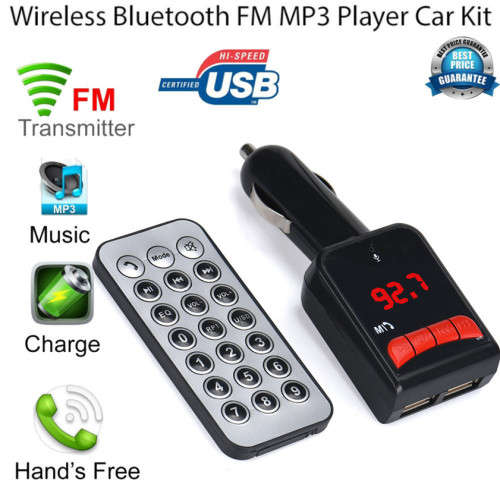 Bluetooth Wireless FM Transmitter MP3 Player Handsfree Car Kit USB TF SD Remote