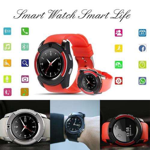 V8 Round Face Screen Smartwatches with Sim card - TF card - Black, Blue, Gold and Silver
