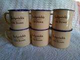 6 Old Brown Sherry small tin mugs