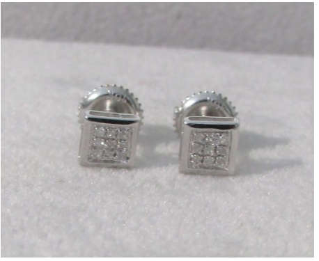 *DIAMOND CLUSTER | R16341** MICRO PAVE SET | 0.200ct | DIAMOND EARRINGS | WHITE GOLD - BUY SAFE