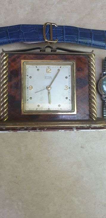Cyma Amic clock and watches for resoration or spares (all non runners)