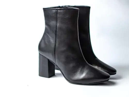 Ladies Black Zip Heel Genuine Leather Boot