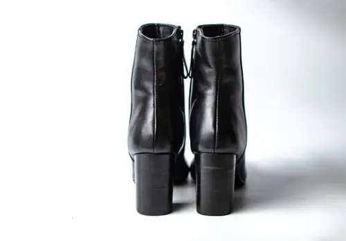Ladies Black Zip Heel Genuine Leather Boot