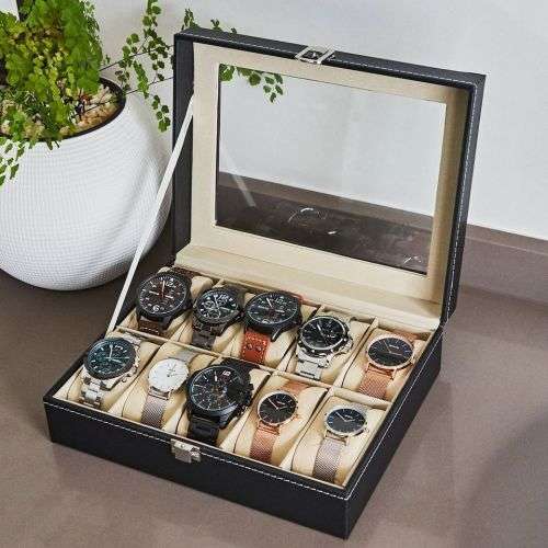 Watch Display Box - Black - 10 Slot
