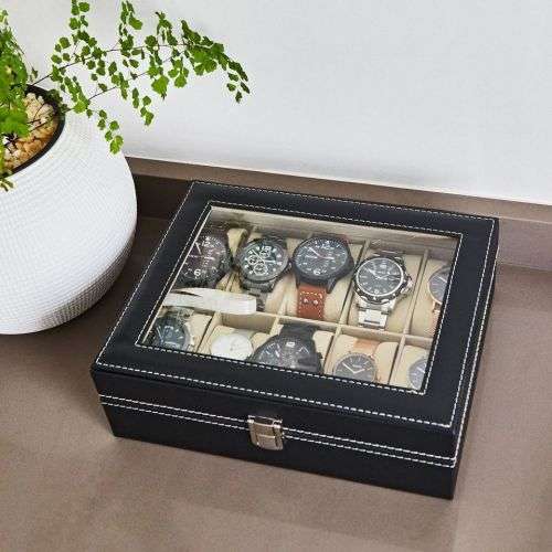 Watch Display Box - Black - 10 Slot