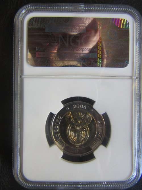 VERY HIGH MS 66 NGC GRADED 2008 MANDELA BIRTHDAY R5 COIN @ R1 Start bid per coin