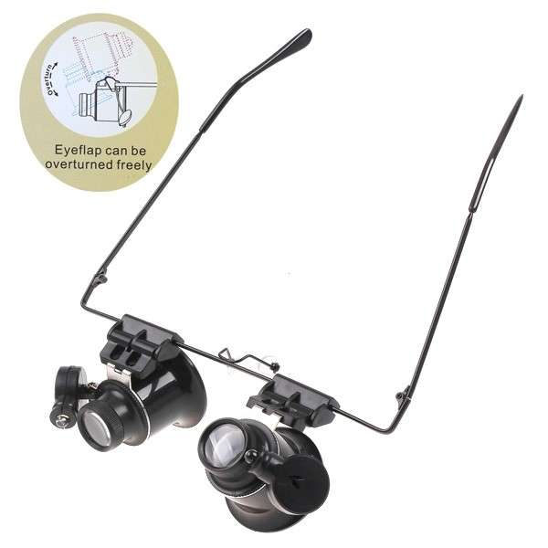 Eye Jeweler Watch Repair 20X Magnifier Magnifying LED Light Glass