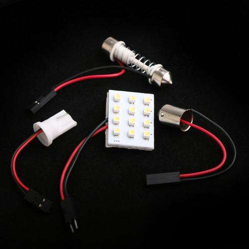 1210 SMD 12 LED Car Interior Dome Light Lamp Panel Bulb T10 Dome BA9S Adapter
