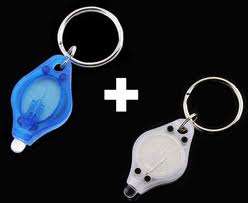 2x NEW Mini LED Light Torch Key Ring Flashlight Keychain Blue+ White
