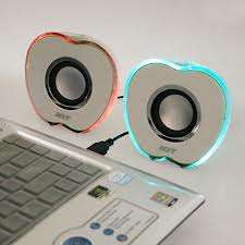 Apple Shaped Green 2-CH Mini Sparkling Speaker for Laptop MP3