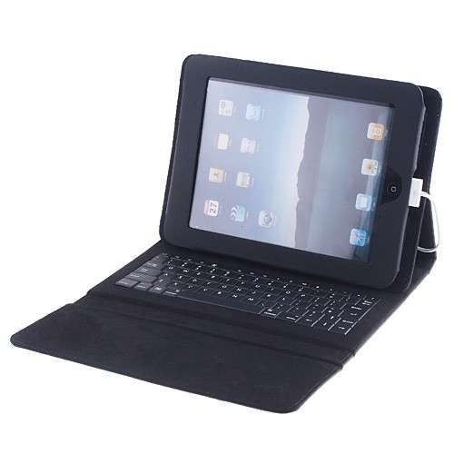 Wired Keyboard +Black Leather Case Cover Stand for iPad