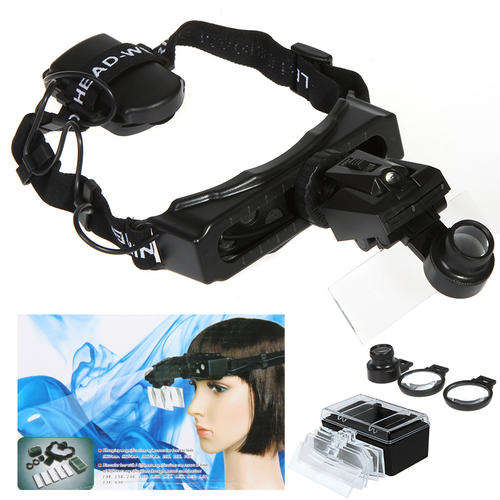 8 Lens Headband Head Band Magnifier Watch Repair Magnifying Jeweler Loupe With LED Light