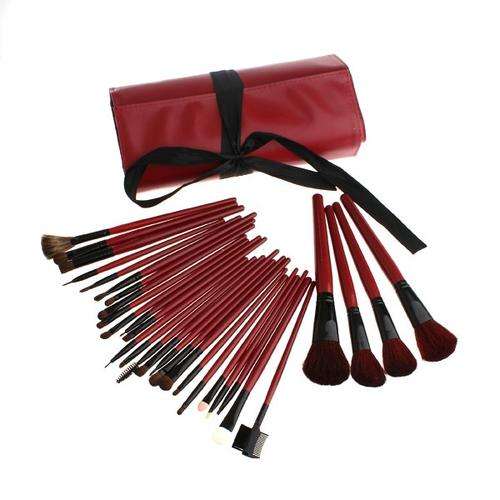 Pro 30 PCS Makeup Brushes Set Eyebrow Comb Eyeshadow with Roll up Red Bag