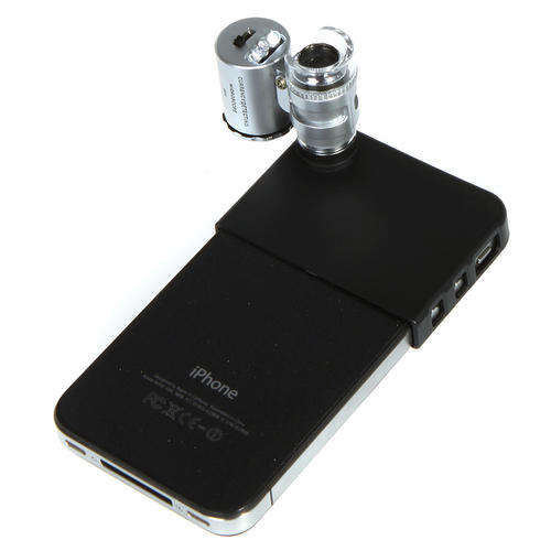 60x Zoom LED Mobile Phone Microscope Magnifier Micro Lens for iPhone 4 4S + LED PA1331