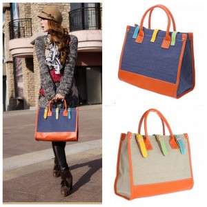 Women's Lady Fashion Canvas Big Capacity Tote Handbag Shoulder Bag H9425