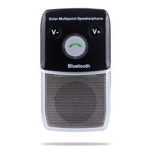 Solar-powered Wireless Bluetooth Hands Free Car Kit Speakerphone for iPhone HTC Samsung