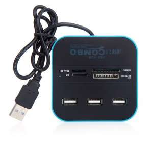 All in One Multi-card Reader with 3 Ports USB 2.0 Hub Combo for SD/MMC/M2/MS   C1753BL