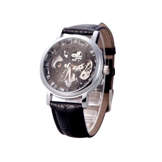 Brilliant Skeleton Dial Hand-winding Mechanical Sport Watch for Men Hollow Transparent Dial h11606b