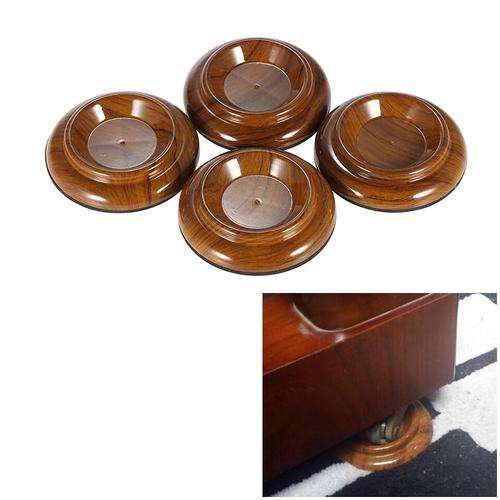 4pcs/set Double Round Acrylic Upright Piano Caster Cups w/ Rose Wood Pattern & EVA Anti-slip Mat