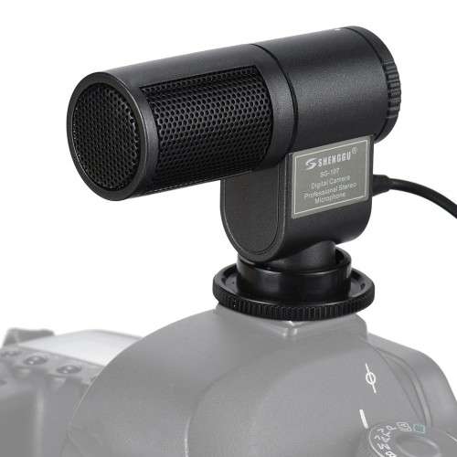 SG-107 Professional Stereo Electret Condenser Microphone for Home-used DV DSLR Handycam Camcorder wi