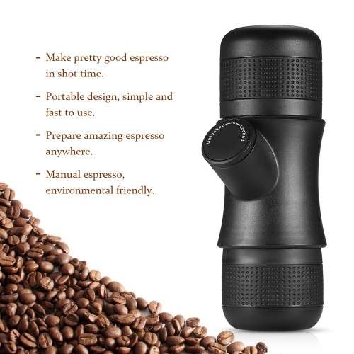 Mini Portable Compact Manual Espresso Maker Black Coffee Maker Hand Operated Coffee Machine Cappucci