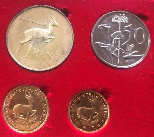 1976 SA Long Proof Set (R1 and R2 Gold Coins Included)
