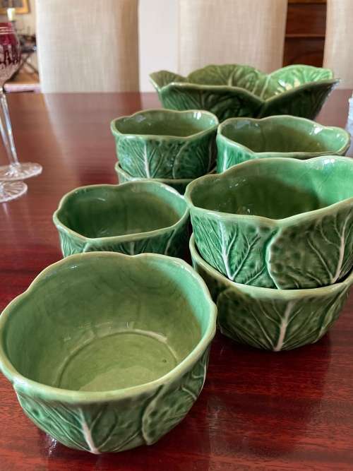 Bordallo Pinheiro - cabbage serving bowl and 8 small bowls