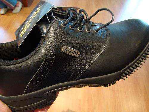 A-GAME FULL LEATHER BLACK WATERPROOF GOLF SHOES SIZE UK8 - Now you can buy your A-GAME !!!