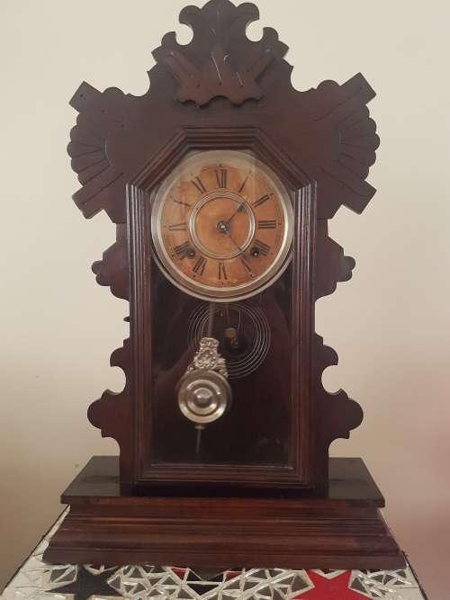 ANTIQUE ANSONIA GINGERBREAD WALL OR MANTEL CLOCK WORKING
