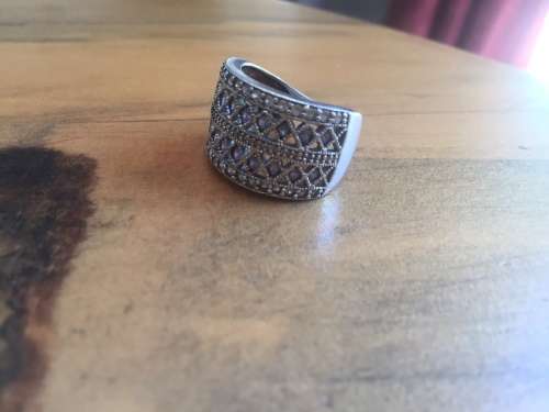 Diamond. Tanzanite and sapphire silver ring for sale