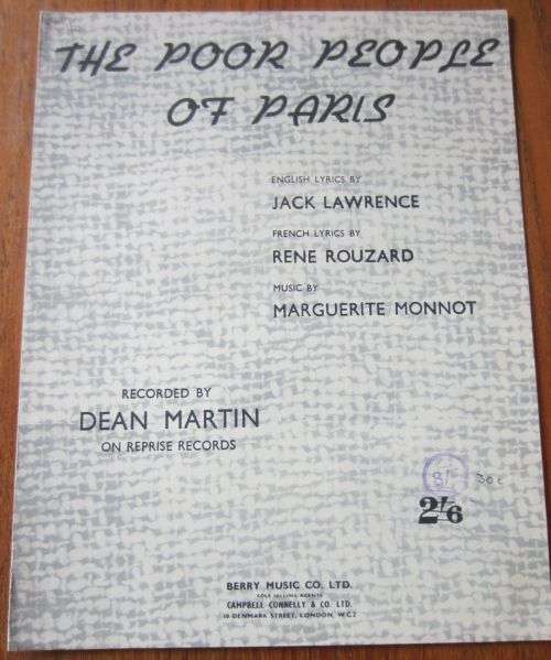 Piano & Organ The Poor People of Paris Jack Lawrence, Marguerite