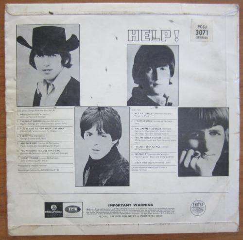 THE BEATLES - Help! - 1965 - Vinyl LP Record - VG / P